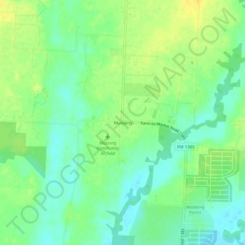 Topografisk kart Mustang, høyde, relieff