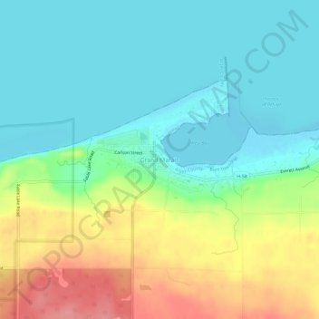 Topografisk kart Grand Marais, høyde, relieff
