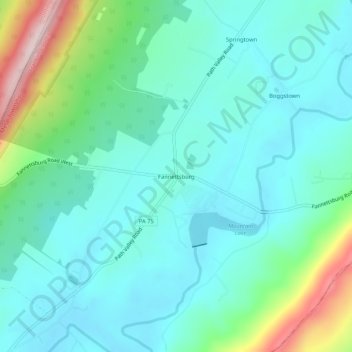 Topografisk kart Fannettsburg, høyde, relieff