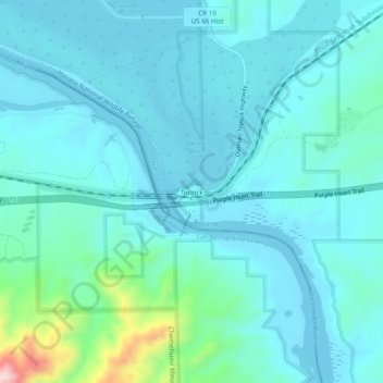 Topografisk kart Topock, høyde, relieff