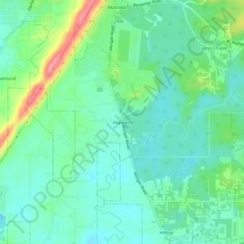 Topografisk kart Hopewell, høyde, relieff