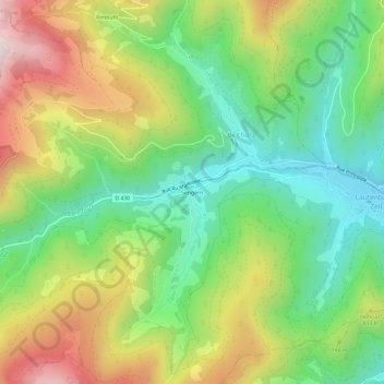 Topografisk kart Sengern, høyde, relieff