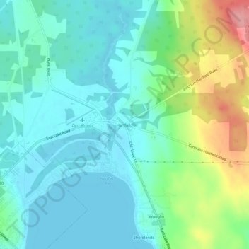 Topografisk kart Hartfield, høyde, relieff