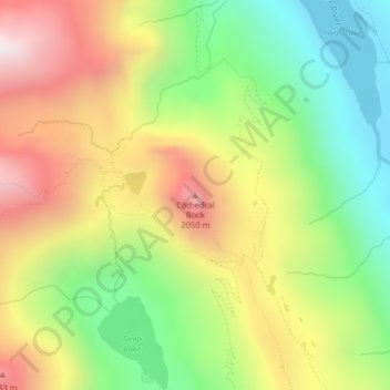 Topografisk kart Cathedral Rock, høyde, relieff