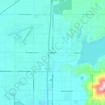 Topografisk kart Hayden, høyde, relieff