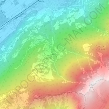 Topografisk kart L'Arbarey, høyde, relieff