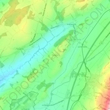 Topografisk kart Progens, høyde, relieff
