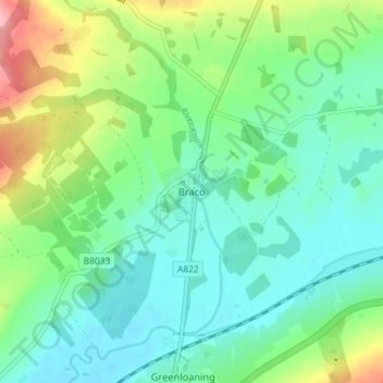 Topografisk kart Braco, høyde, relieff