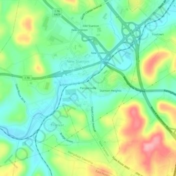 Topografisk kart Paintersville, høyde, relieff