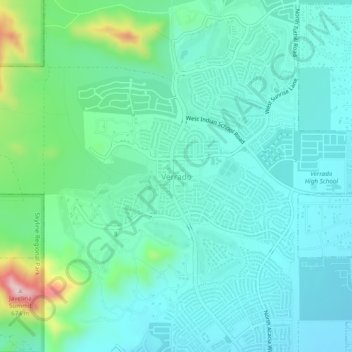 Topografisk kart Verrado, høyde, relieff