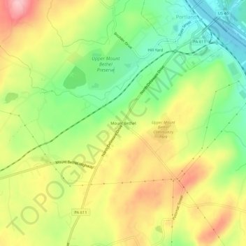 Topografisk kart Mount Bethel, høyde, relieff