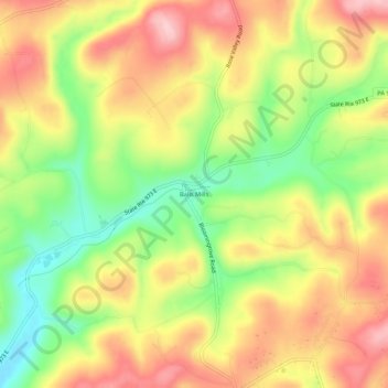 Topografisk kart Balls Mills, høyde, relieff