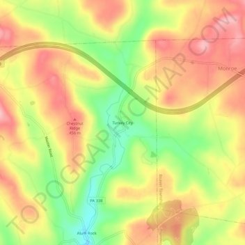 Topografisk kart Turkey City, høyde, relieff