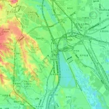 Topografisk kart Beigong, høyde, relieff