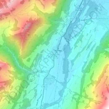 Topografisk kart Neirivue, høyde, relieff