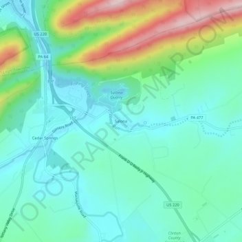 Topografisk kart Salona, høyde, relieff