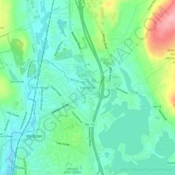 Topografisk kart East Village, høyde, relieff