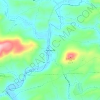 Topografisk kart Greenawald, høyde, relieff
