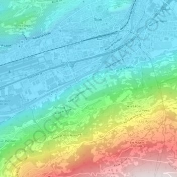 Topografisk kart Turin, høyde, relieff