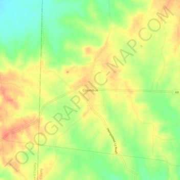 Topografisk kart Columbus, høyde, relieff