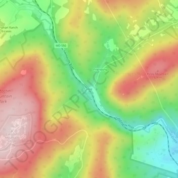 Topografisk kart Flint, høyde, relieff