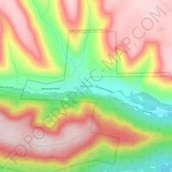 Topografisk kart Elk Grove, høyde, relieff