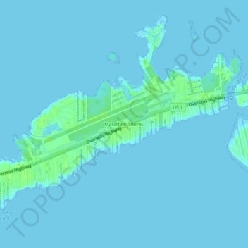 Topografisk kart Marathon Shores, høyde, relieff