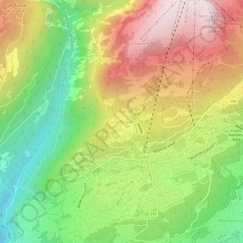 Topografisk kart Plans-Mayens, høyde, relieff