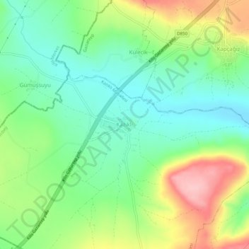 Topografisk kart Kazıklı, høyde, relieff