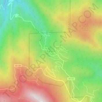 Topografisk kart Blue Valley, høyde, relieff