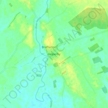 Topografisk kart Helperby, høyde, relieff