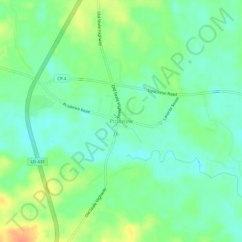 Topografisk kart Pittsview, høyde, relieff