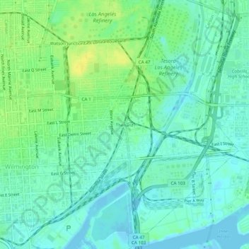 Topografisk kart Thenard, høyde, relieff