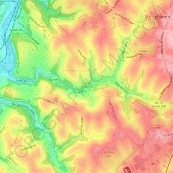 Topografisk kart Beadling, høyde, relieff