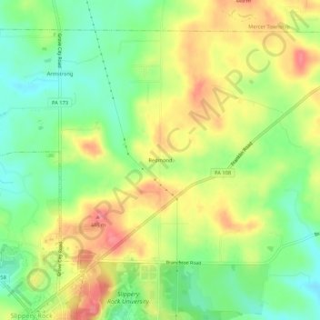 Topografisk kart Redmond, høyde, relieff
