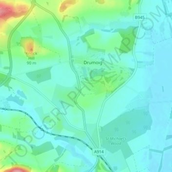 Topografisk kart Pickletillum, høyde, relieff