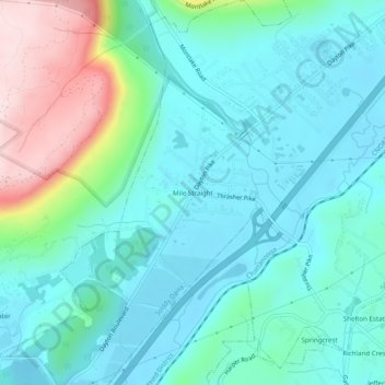 Topografisk kart Mile Straight, høyde, relieff