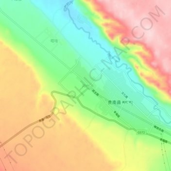 Topografisk kart Hezhou, høyde, relieff