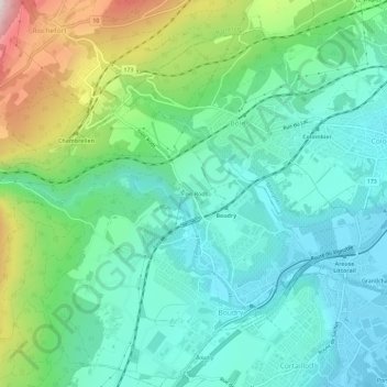 Topografisk kart Trois-Rods, høyde, relieff