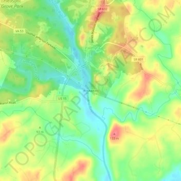 Topografisk kart Rockaway, høyde, relieff