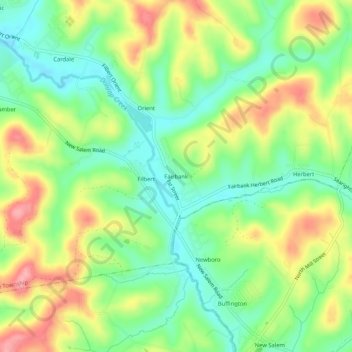 Topografisk kart Fairbank, høyde, relieff