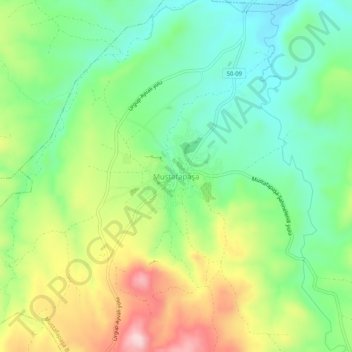 Topografisk kart Mustafapaşa, høyde, relieff