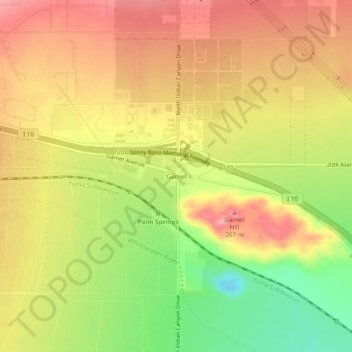 Topografisk kart Garnet, høyde, relieff