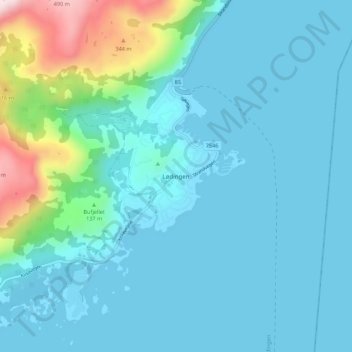 Topografisk kart Lødingen, høyde, relieff