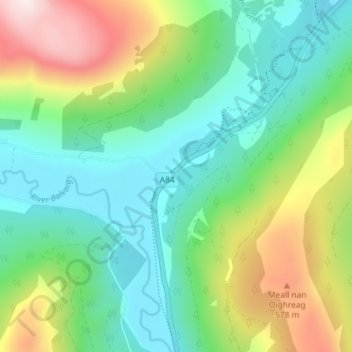 Topografisk kart Kingshouse, høyde, relieff