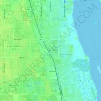 Topografisk kart Nevins, høyde, relieff