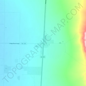 Topografisk kart Orovada, høyde, relieff