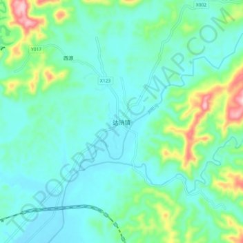 Topografisk kart Dahu, høyde, relieff