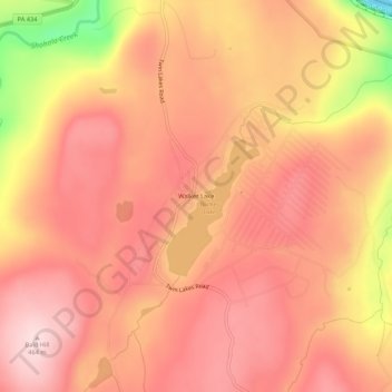 Topografisk kart Walker Lake, høyde, relieff