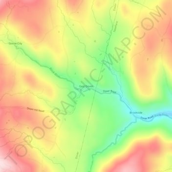 Topografisk kart East Dover, høyde, relieff